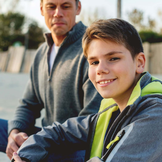 Father and son talking