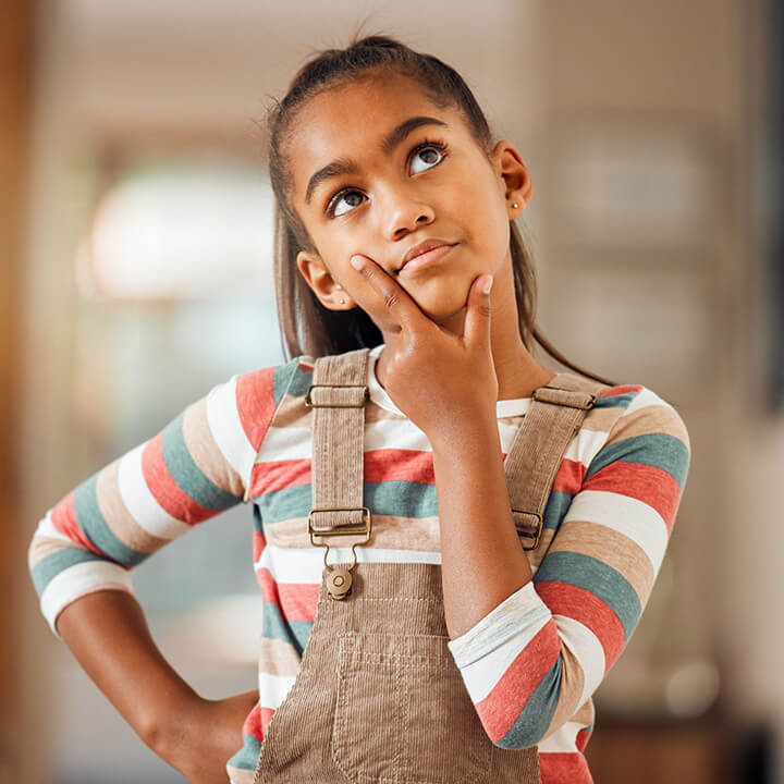 Child thinking through how to solve her own problem using Love and Logic decision-making steps